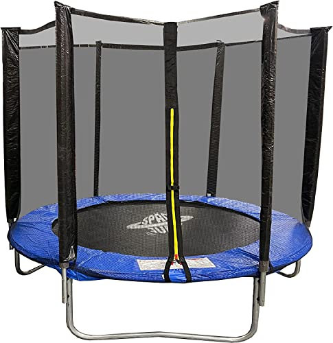Space Jump - 8Ft Trampoline With Enclosure, Safety Net, Great Outdoor Summer Fun for Kids, Includes A Ladder, Keep Fit and Active, Perfect Birthday, Outer Net