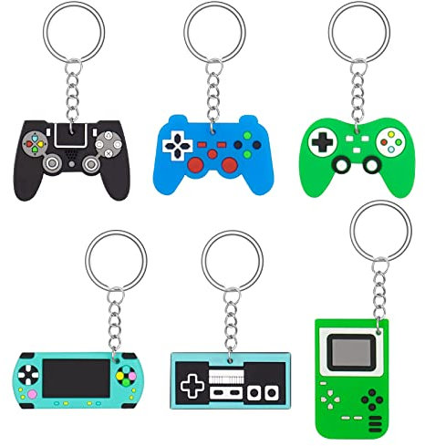 elthmpr Spiel Controller Schlüsselanhänger 6 Stück Gamepad Schlüsselanhänger Verschiedene Modelle Silikon Schlüsselanhänger Benutzt für Tasche Auto Schlüsselanhänger Geschenk zum Kindertag