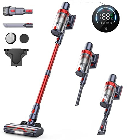 HONITURE S13 Akku Staubsauger 33000Pa, Kabelloser Beutelloser Staubsauger mit Touchscreen, Bis zu 50 Min Laufzeit, Ultraleiser Akkusauger Kabellos für Hartböden Teppich Tierhaare