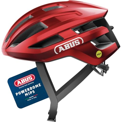 ABUS Rennradhelm PowerDome MIPS - leichter Fahrradhelm mit cleverem Belüftungssystem und Aufprallschutz - Made in Italy - für Damen und Herren - Rot, Größe L