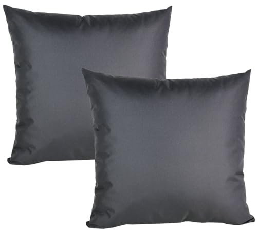 JACK 2er Set Outdoor Kissenhülle Kissenbezug 50x50cm Wasserfest Sitzkissen Lounge Kissen Garten Stuhl Lotus Effekt, Farbe:Anthrazit