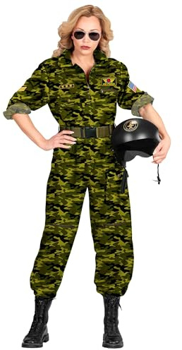 W WIDMANN MILANO Party Fashion - Costume da pilota di jet da combattimento da donna, tuta da pilota, tuta, uniforme per carnevale e feste a tema