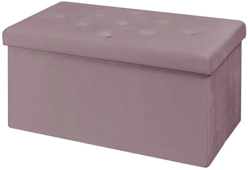 BRIAN & DANY Ottoman Storage Box Velvet Foldable Storage Ottoman Bench with Highly Elastic Sponge Filling for Living Room, 80 x 40 x 40 cm, Light Purple