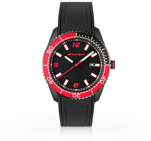Audi 3102400100 Armbanduhr Herren Uhr, im Audi Sport Design, schwarz/rot