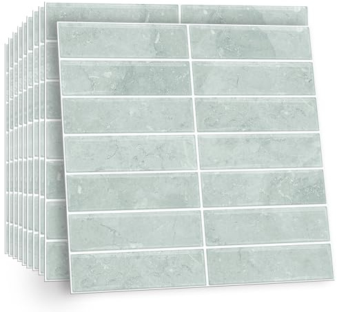 TOARTi 10 Sheets 2D Light Colour Self Adhesive Wall Tiles,12×12inch Stick On Wall Tiles Kitchen Splashbacks for Walls,Tile Stickers Peel and Stick Backsplash Splashback Decals Tile