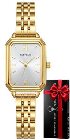 CIVO Reloj Mujer Acero Inoxidable: Reloj Pulsera Analógico Dorado Pequeño Casual - Relojes Mujer Cuarzo Impermeable Rectangular - Regalos Moda para Señora