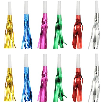 QUARKZMAN 48 Pcs Matracas Con Flecos, Sopladores De Fiesta Con Flecos Metálicos Para Eventos Deportivos Fiestas De Cumpleaños Ceremonias De Graduación Decoraciones De Regalo, Coloridos