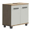 FORTE Veris Waschbeckenschrank mit 2 Türen, Holzwerkstoff, Sonoma Eiche / Weiß Hochglanz, 62 x 68,6 x 34,8 cm