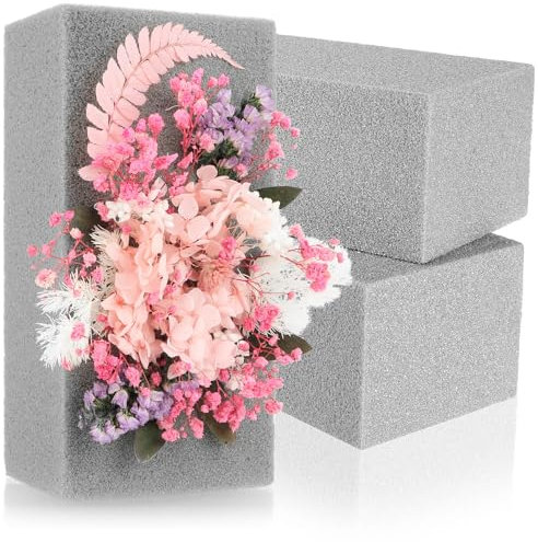 com-four® 3X Steckmasse für Blumengestecke - Trockenblumen Steckschaum - Steckschwamm zum Basteln - Blumensteckschaum, Trockensteckmasse für Feiern, Hochzeit, Geburtstag