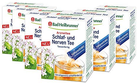 Bad Heilbrunner Schlaf-Nerven Tee im Stick, Tassenfertig, 6er Pack (6 x 10 Sticks)