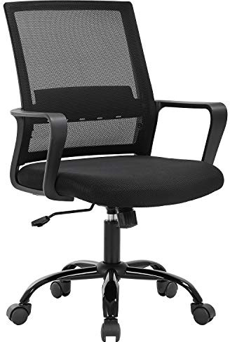 BestOffice Swivel Rolling Computer Chair Executive Lumbar Support Task Mesh Chair Adjustable Stool for Women Men (Black)