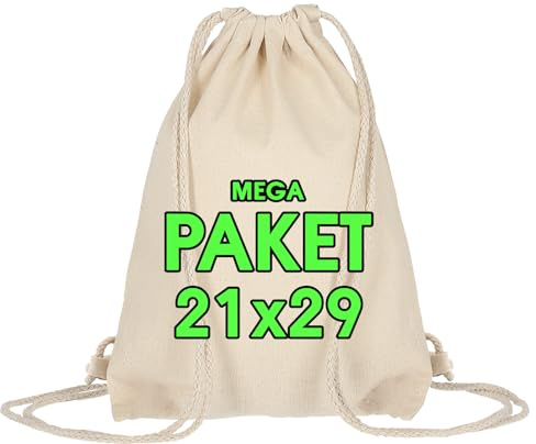 ELES VIDA Bolsas de Deporte de algodón, 21x29 cm, pequeñas, para niños, Certificado Oeko-Tex, Bolsa de Cuerdas, Bolsa de Gimnasia, Bolsa de Tela (naturaleza, 25 unidades)