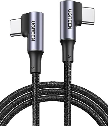 UGREEN USB C USB C Ladekabel 100W Doppelte Winkelstecker PD 3.0 PPS USB C Kabel 90 Grad 5A/20V kompatibel mit iPhone 16/15, M3 MacBook Pro/Air, iPad Pro/Air 2024, Galaxy S24 Ultra A55 usw. (1M)