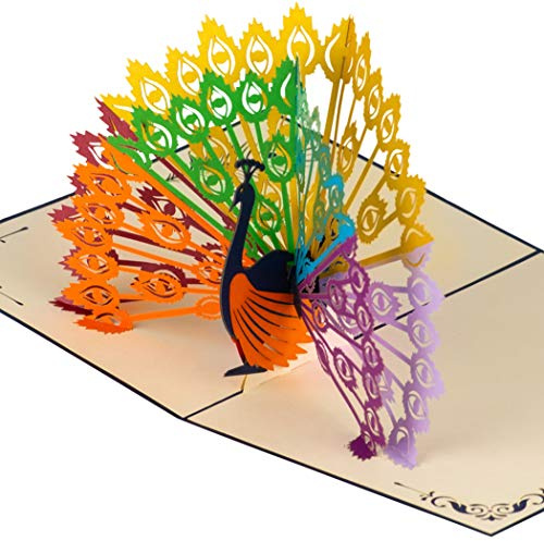 Peacock Pop Up Birthday Card by DEVINE Popup Cards | Happy Wedding Anniversary Card for Wife Girlfriend Mum | Romantic 3D Greeting Cards