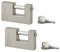 Lot de deux cadenas Land en acier, rectangulaires 90 mm, même clé, 6 clés - THIRARD