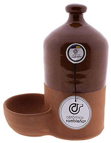 CERÁMICA RAMBLEÑA | Abreuvoir pour chien | Abreuvoir pour chat | Poules boue rouge de la Rambla (Córdoba) | Filo miel | 100% fait à la main | 2 litres | ECO