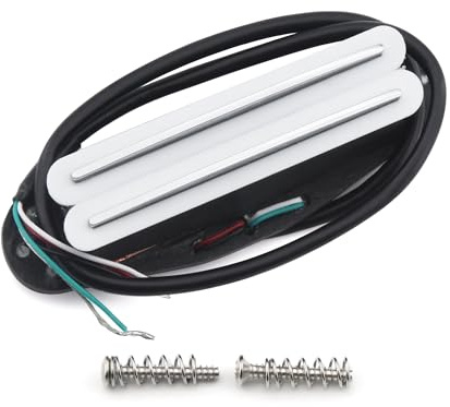 FLEOR Alnico 5 Hot Dual Rail Humbucker Single-Coil-Sized Pickup 12-13K Humbucker Pickup, White
