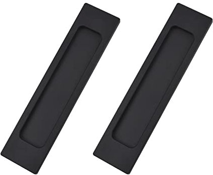MOROBOR Selbstklebende rechteckige Schiebetürgriffe, 2 Stück, mattschwarze Aluminiumlegierung, bündig, stanzfreier Griff für Schiebetüren, Fenster, Schränke