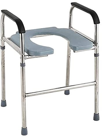 CRAGCO Sedia Comoda per WC o Doccia, Multifunzione Seduta Antiscivolo Altezza Regolabile per Anziani e Disabili