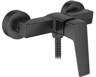 Ibergrif M12007B Grifo para ducha, con alcachofa, manguera y soporte, Negro