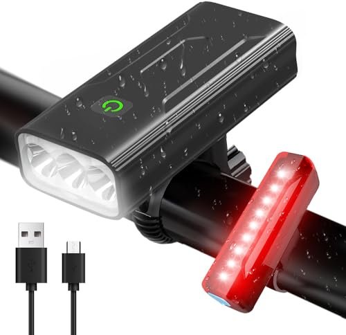 Victoper Luz Bicicleta Delantera 1500 Lumenes, 6 + 4 Modo Luces Bicicleta Potente IPX5 Luces LED Luces Bicicleta Delantera y Trasera Impermeables USB Recargables