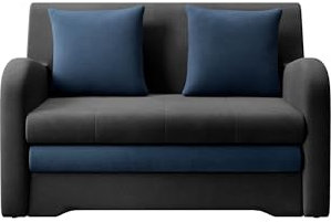 mb-moebel Schlafsessel Sofa mit Schlaffunktion und Bettkasten Couch für Wohnzimmer Schlafsofa Sofagarnitur Polstersofa - 130x85x103 cm - AMIRO (Dunkelgrau + Dunkelblau - Nube 06 + 40)