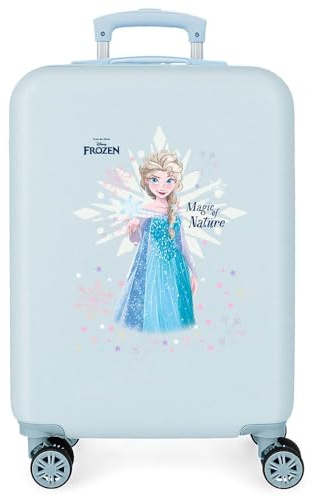 Joumma Bags Disney Frozen Magic Ice Kinderkoffer, aus ABS, einem robusten und leichten Material, Vier multidirektionale Doppelrollen, seitlicher Kombinationsverschluss für sicheres Reisen, blau, 55 x