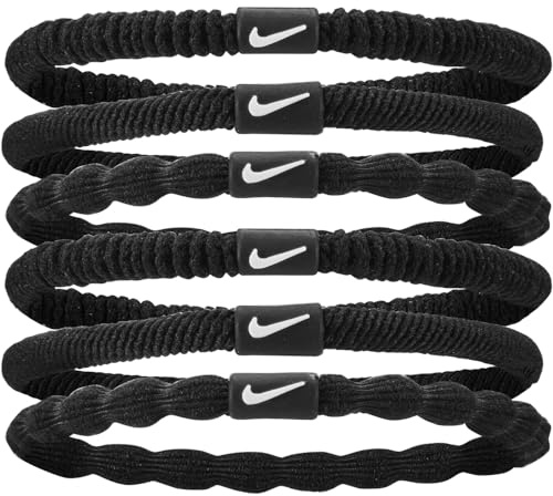 Nike Women's Flex Hair Tie Hair Scrunchie Pack of 6, Black/White, One Size