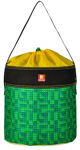 Remobia Hicol Toy Storage Organizer Basket Bag with Drawstring for Buliding Bricks, Blockets,Puzzles,Playroom Cinch Bucket Carrying Bag with Handle (Green)