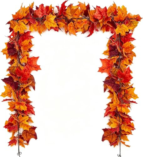 SAHOOTTIE 6.5Ft Autumn Garland Artificial Fall Maple Leaf Decor