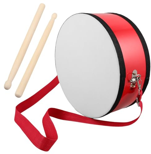 Toyvian Caisse Claire de Marche Rouge 10 Pouces pour Garçon et Filles avec Baguette et Sangle, Batterie Portable en Bois Légère pour Activités en Plein Air et Performances en Groupe