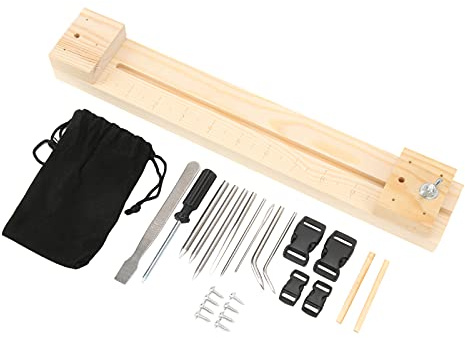 HISUEKIG Paracord Armband Webrahmen Set, Einstellbare Länge Paracord Holzrahmen Jig mit Schieberegler, DIY Webwerkzeuge für Freundschaftsarmband, Lanyards, Schlüsselketten, Halsketten
