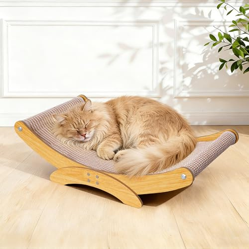 AROPEME Cat Scratcher Bed for Indoor Cats - 23.6 Large Natural Sisal Cat Scratching Board, Wood Frame Scratch Pad, Modern Cats Lounger/Hammock, Easy Assembly Furniture