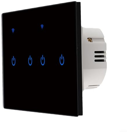 Smart Dimmer Switch, 4 Gang WIFI Touch Switches, Wall Mount Smart Light Switch For Tuya For Alexa For Smarts Life App Remote/Voice Control-Neutral Wire Need(4 Gang-Black)