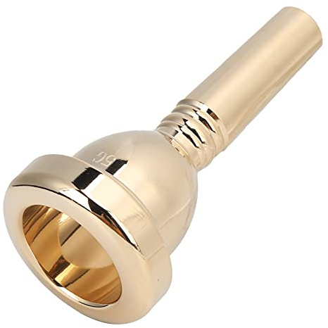 Walfront Porte-parole en Trombone, Embout Buccal en Trombone Ténor en Argent en Laiton avec une Petite Tige de 12,7 Mm pour les étudiants en Musique et les Professionnels (Doré)