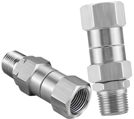 Hbrjtds Pressure Washer Swivel 3/8 NPT 5000 PSI, 2-Pack 360° Kink-Free Stainless Steel Swivel Connector, Quick Connect Fittings for Pressure Washer Hose