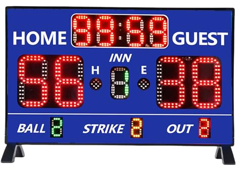 banapoy Tabellone Segnapunti per Softball da Baseball, Tabellone Segnapunti Elettronico a 12 Cifre LED per Softball Ad Alta luminosità con Treppiede, con Palla Colpita Inning