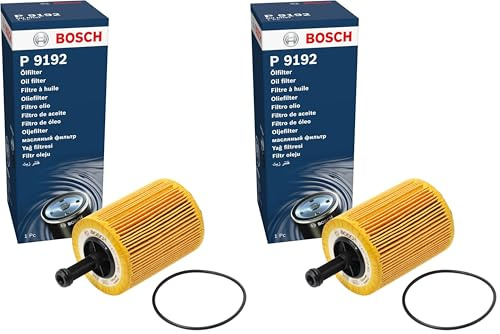 Bosch P9192 Filtro de Aceite para Coche - Separa Hollín y Partículas Metálicas del Aceite del Motor, con una Fiable Lubricación del Motor (Paquete de 2)