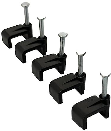Flache Kabelklemmen, aus Kunststoff, für Internet-, Telefon-, TV-Kabel, Schwarz, 50 Stück