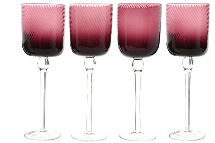Premier Housewares Purple Nile Wine Glasses, Purple, 9 x 9 x 25 cm, Set of 4