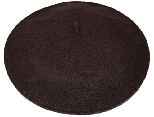 JOYHY Women's Solid Color Classic French Style Beret Beanie Hat Brown