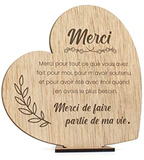 CONTRAXT Carte de remerciement en bois. Cadeaux pour remercier des amis spéciaux Cadeaux originaux d'anniversaire adieu homme femme (Merci)