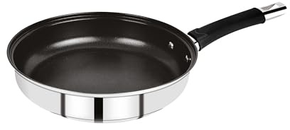 BERGNER Bratpfanne – Bratpfanne aus Edelstahl mit Antihaftbeschichtung – geeignet für Induktionsherde – mit komfortablem Griff – 24 cm Pfanne – beschichtet