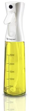BEPER C102SPE002 Spruzzino olio per friggitrice ad aria, 300 ml, Spruzzino nebulizzatore con Corpo in Vetro, Tappo in Plastica, Bianco