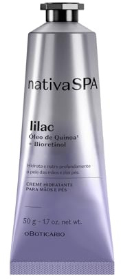 O Boticário Nativa SPA Crème pour les mains parfumée à la lilas avec biorétinol et huile de quinoa végétalienne, 75 g