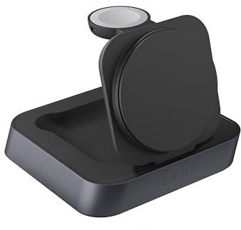 Zens Nightstand Charger Pro 2-15W Wireless Charging for MagSafe & Qi2 Devices, 5W Fast Charge for Apple Watch, Convertible Design, Supports Apple StandBy, Includes 20W Adapter