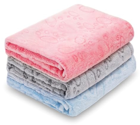 LeapSheep Pet Blankets for Dogs Cats - 3Pack Heart Pattern Super Soft Fluffy Dog Blankets for Small Medium Large Doggy Kitten (Light, Small)