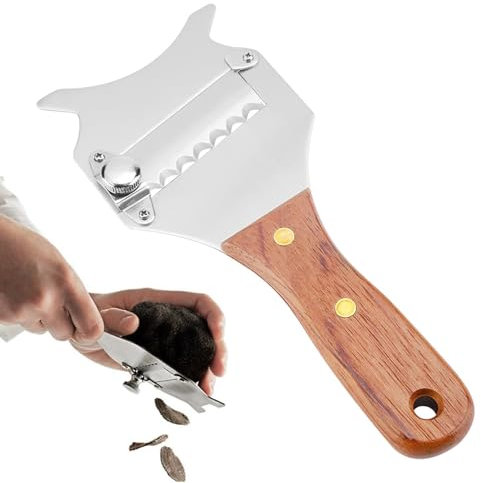 Tagliatartufi professionale in acciaio inox - Hobel regolabile con manico in legno per tartufi, formaggi e cioccolato