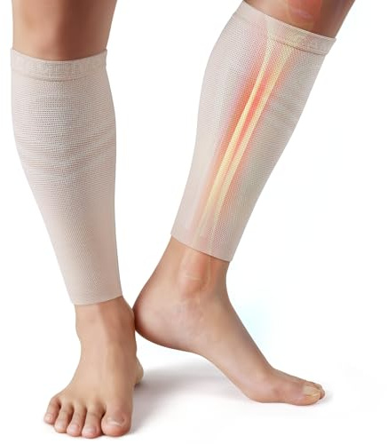 CAMBIVO Calf Compression Sleeves Men and Women - Footless Leg Socks for Shin Splints, Calf Strains & Varicose Veins Relief - Graduated Support for Running, Hiking, Marathon (1 Pair)