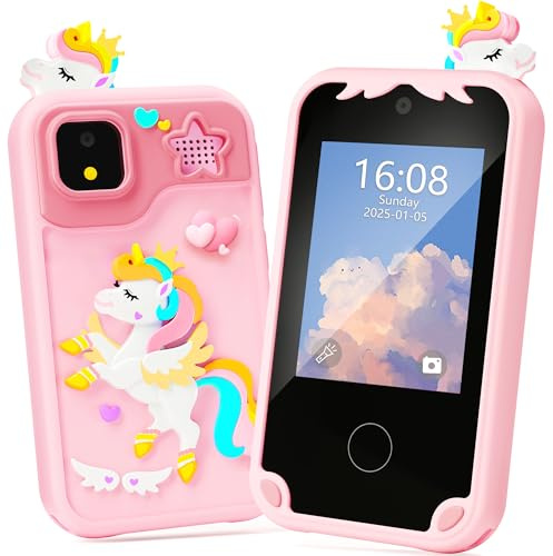 Kids Phone for Girl Toys, Christmas Birthday Gifts for Age 3-10 Year Old Girls Boys Toys, Kids Toddler Smart Phone, Detective Educational Learning Toys with 2.8 Touchscreen, Music Video Game (Pink)